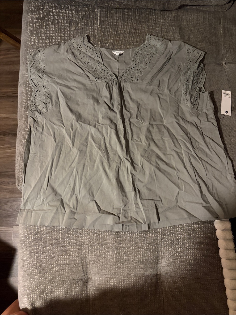 Sonoma Sage Green Eyelet Cap-Sleeve Blouse